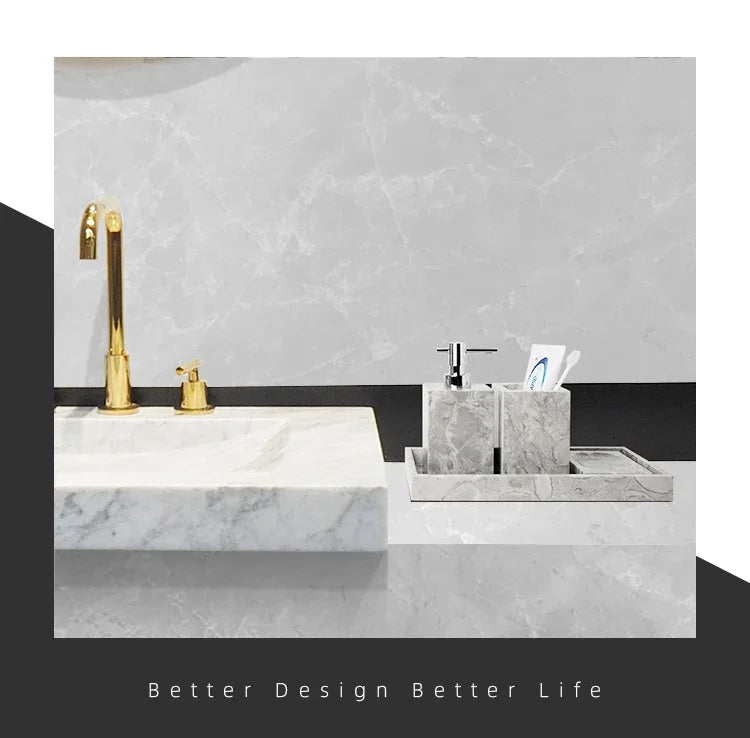 Marble Bathroom Accessory Set