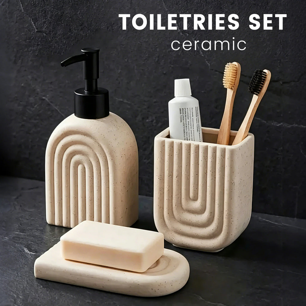 Embossed Ceramic Bath Set