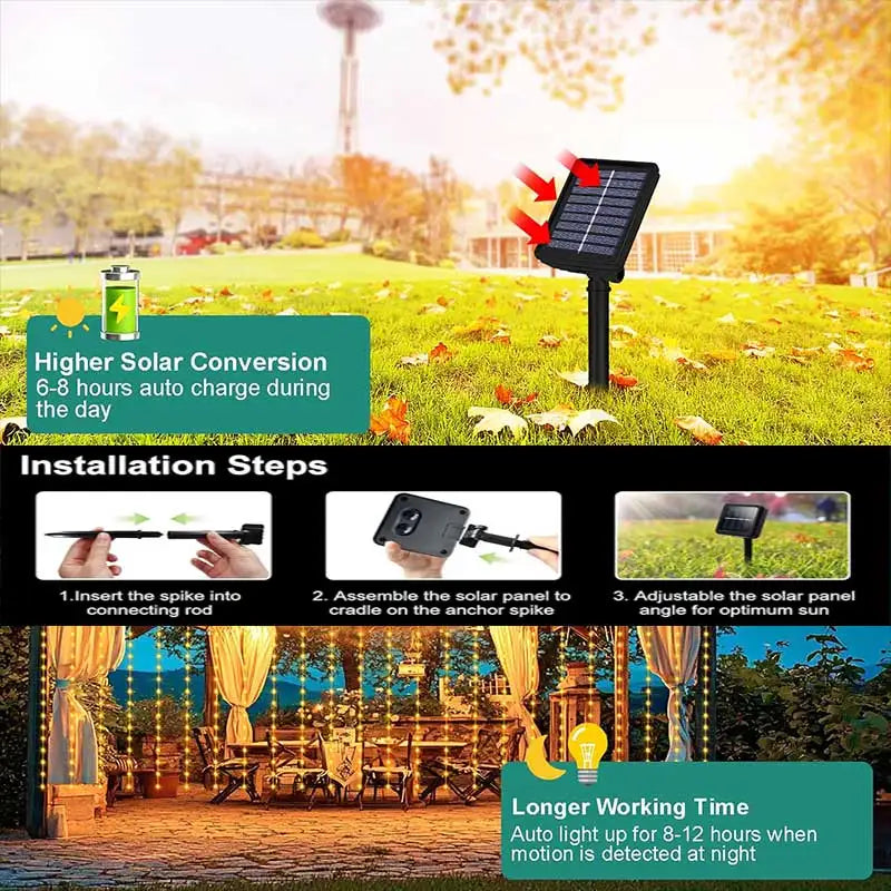 Solar Curtain Fairy Lights