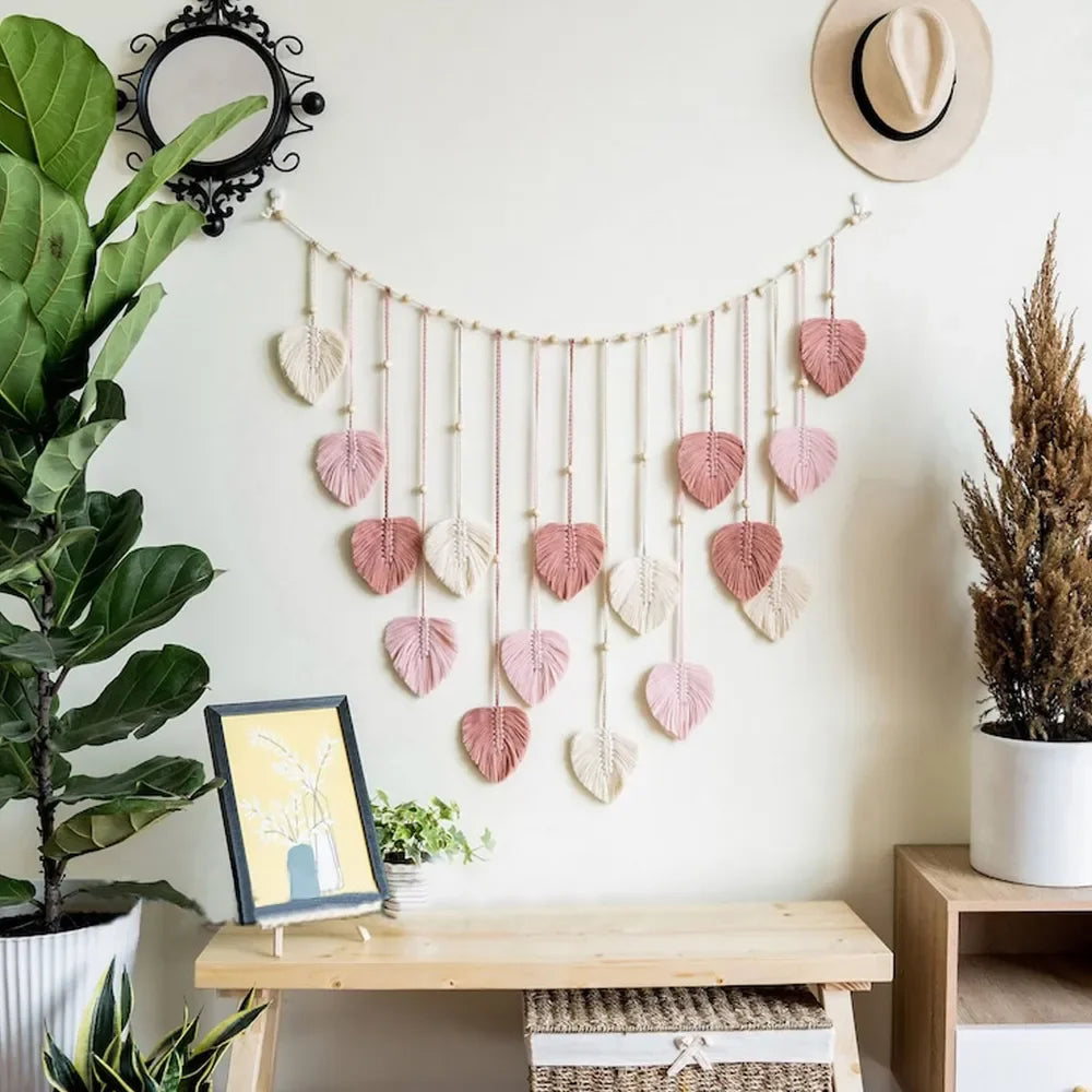 Leaf Tassel Macrame Panel