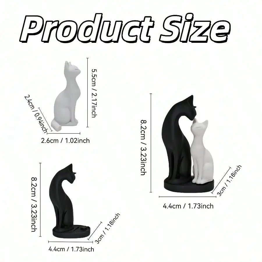 Abstract Cat Figurine Set