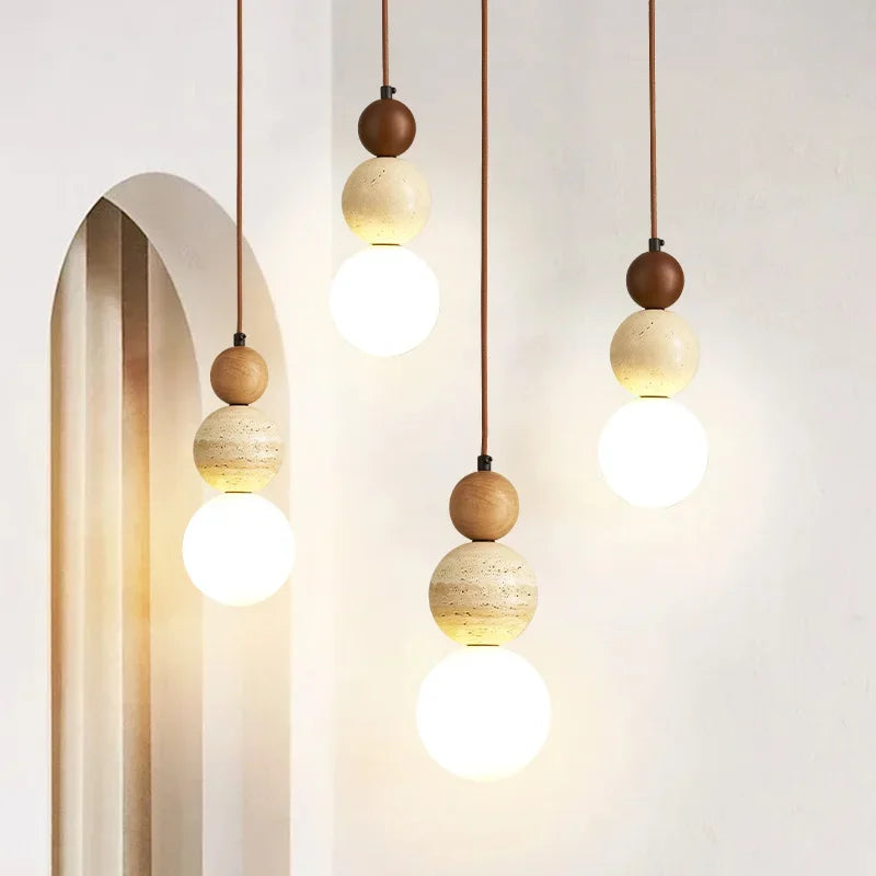 Cream-Style Stone Pendant Chandelier