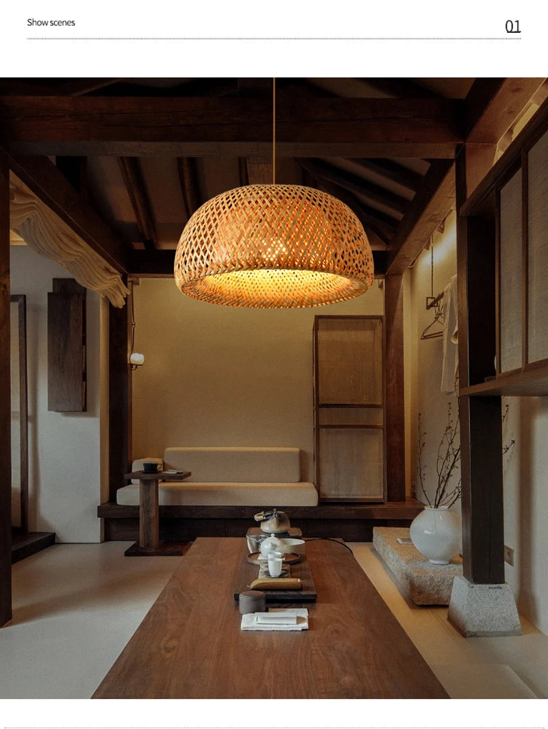 Retro Rattan Pendant Chandelier