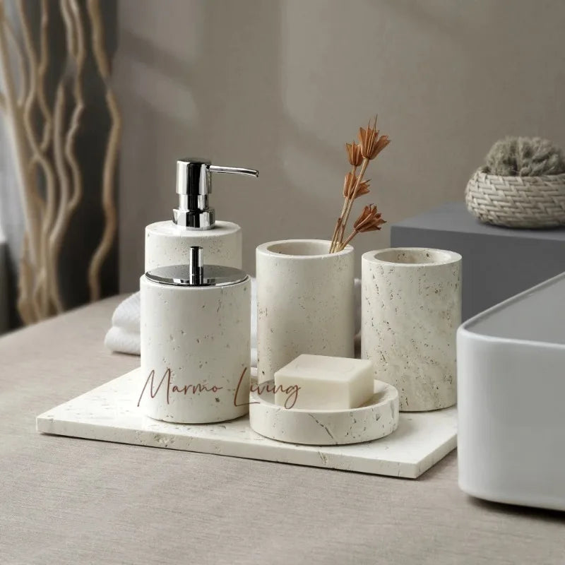 Beige Travertine Bath Set