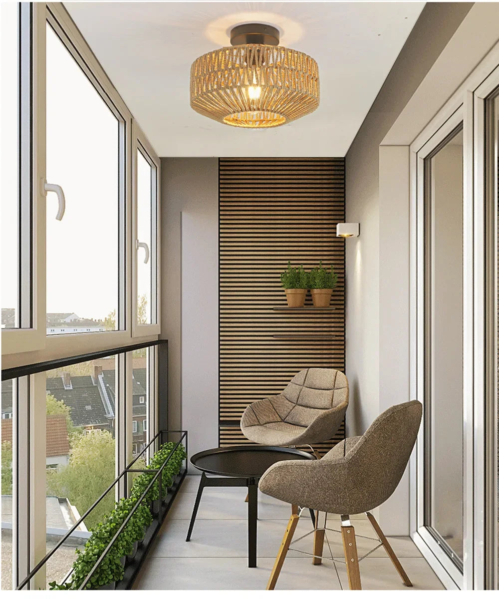 Modern Rattan Pendant Chandelier