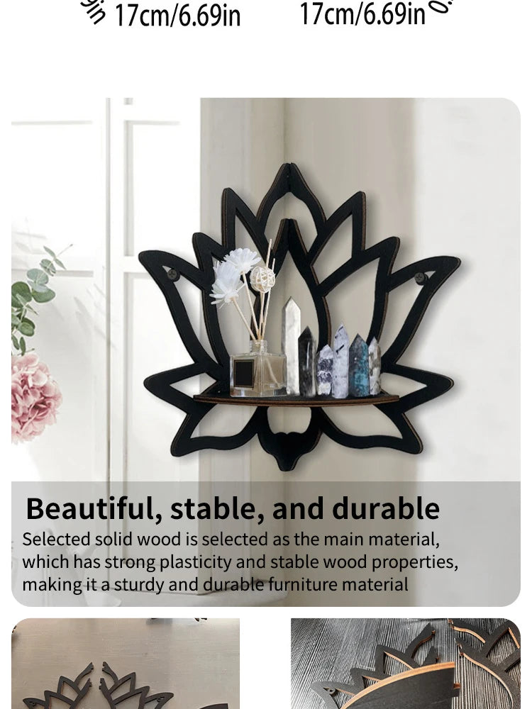 Lotus Wooden Corner Shelf