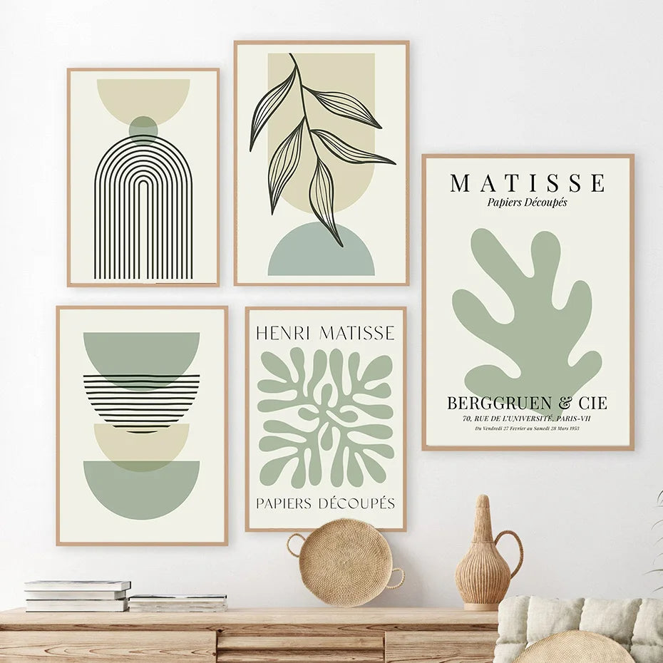 Boho Rectangular Sage Green Canvas Wall Art