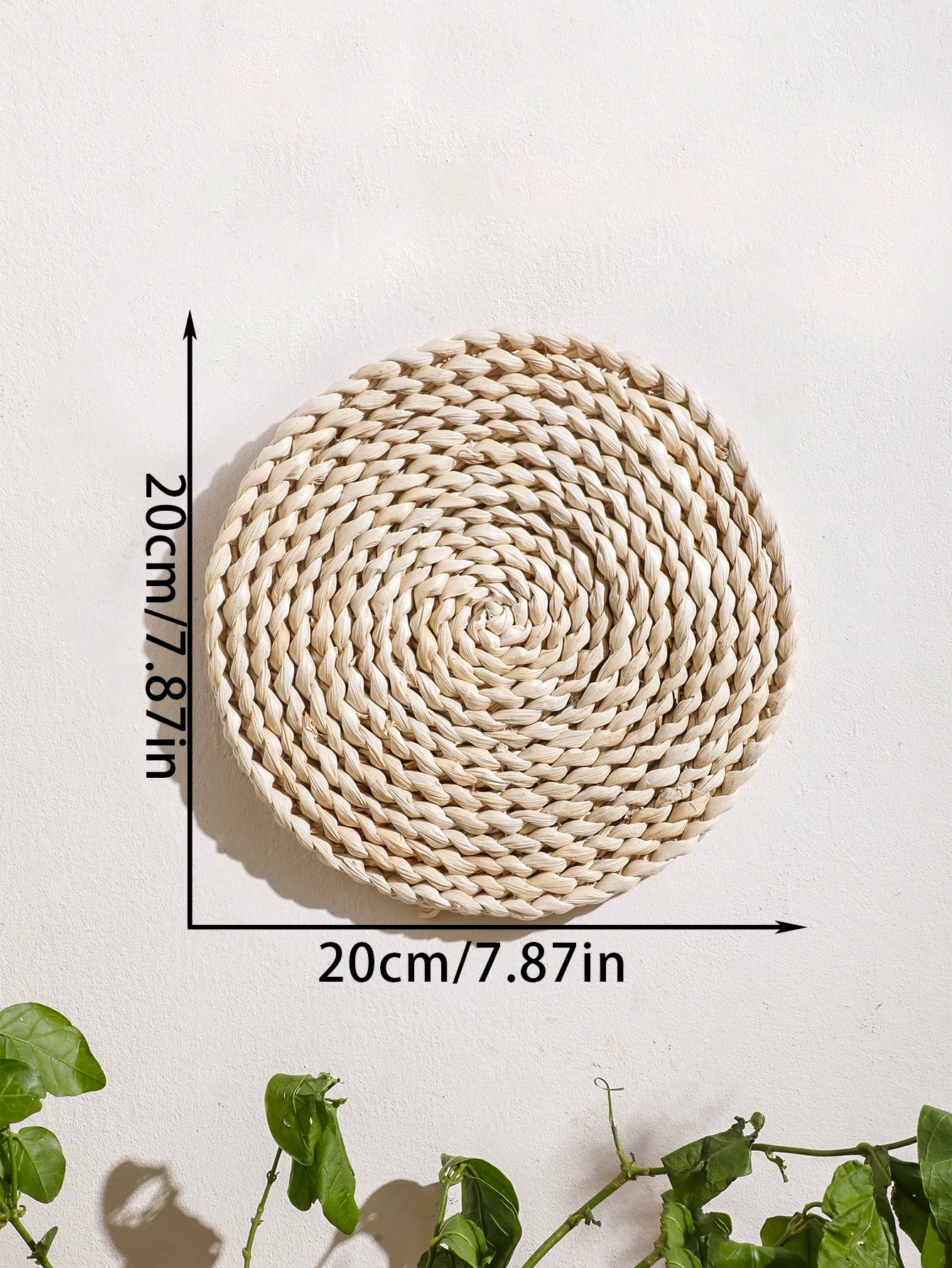 Boho Round Beige Woven Wall Basket