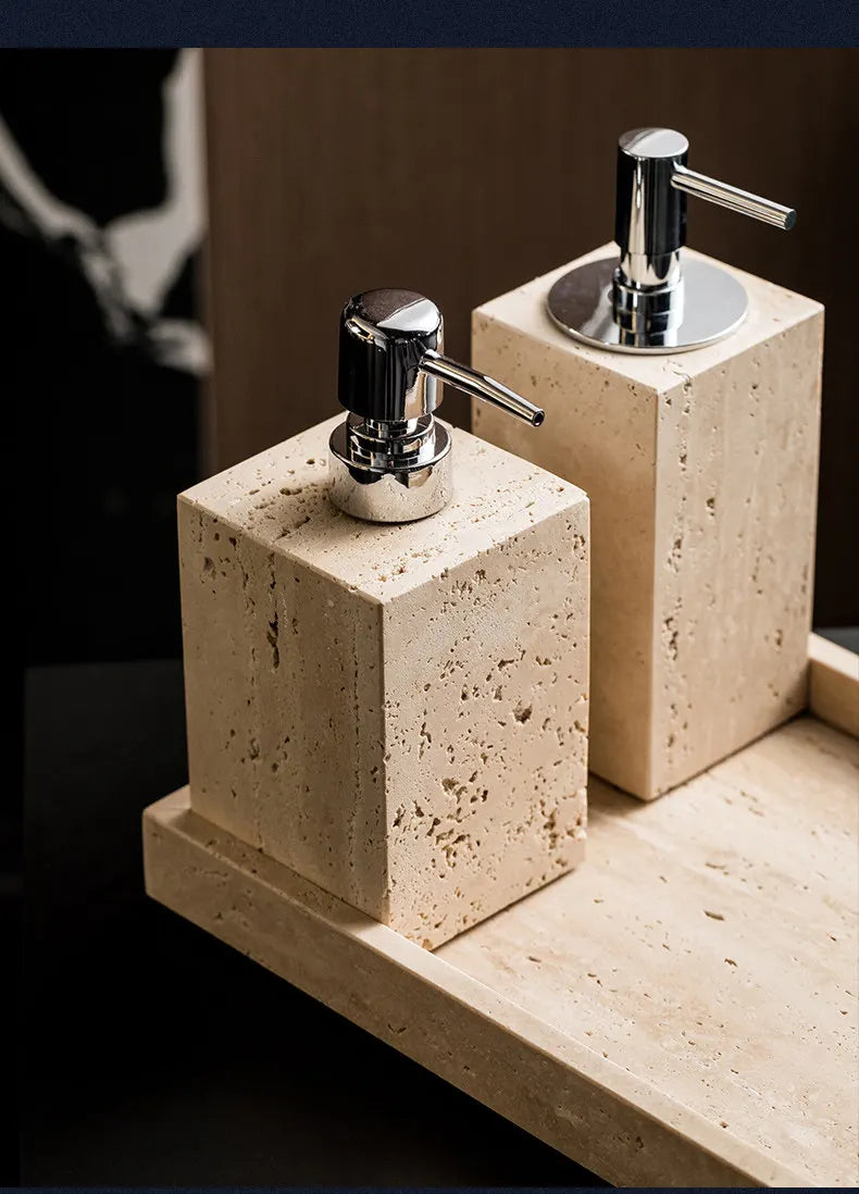 Wabi-Sabi Travertine Bath Set