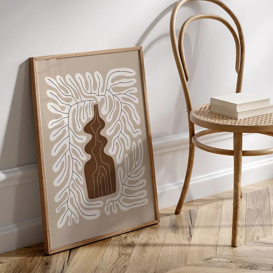Modern Rectangular Beige Canvas Wall Art