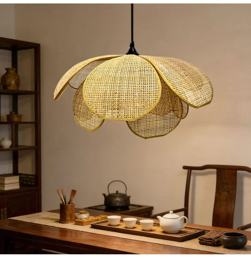 Japanese Rattan Pendant Chandelier