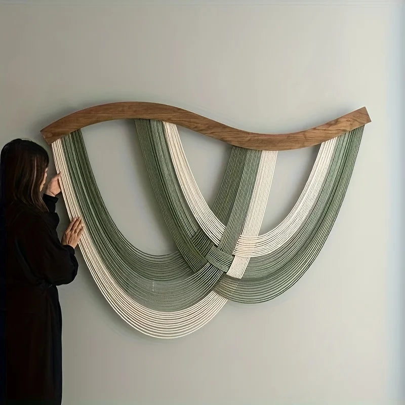 Boho Arched Beige Macrame Wall Hanging