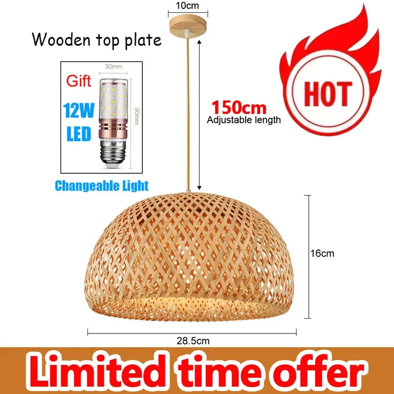Retro Rattan Pendant Chandelier