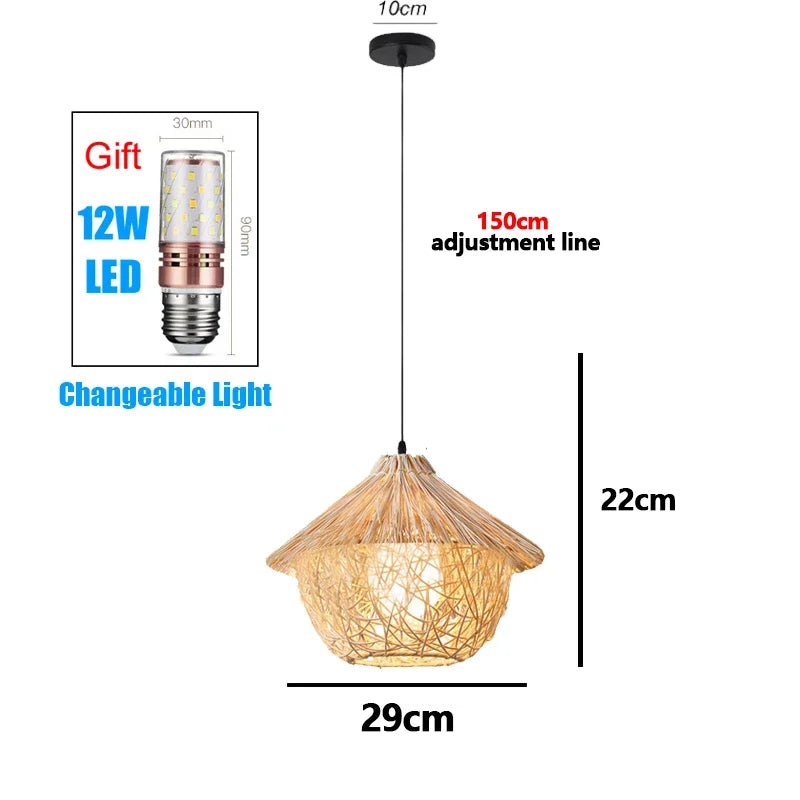 Retro Rattan Pendant Chandelier
