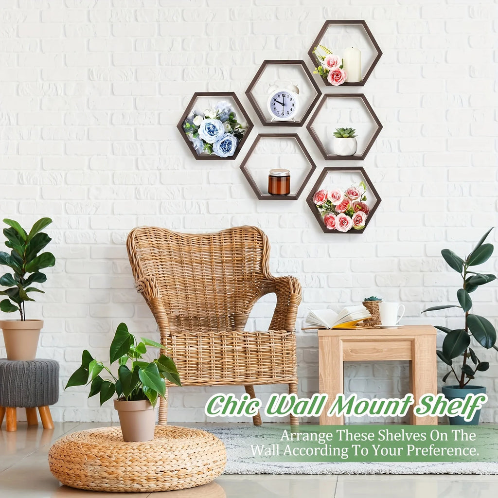 Hexagon Floating Wall Shelf