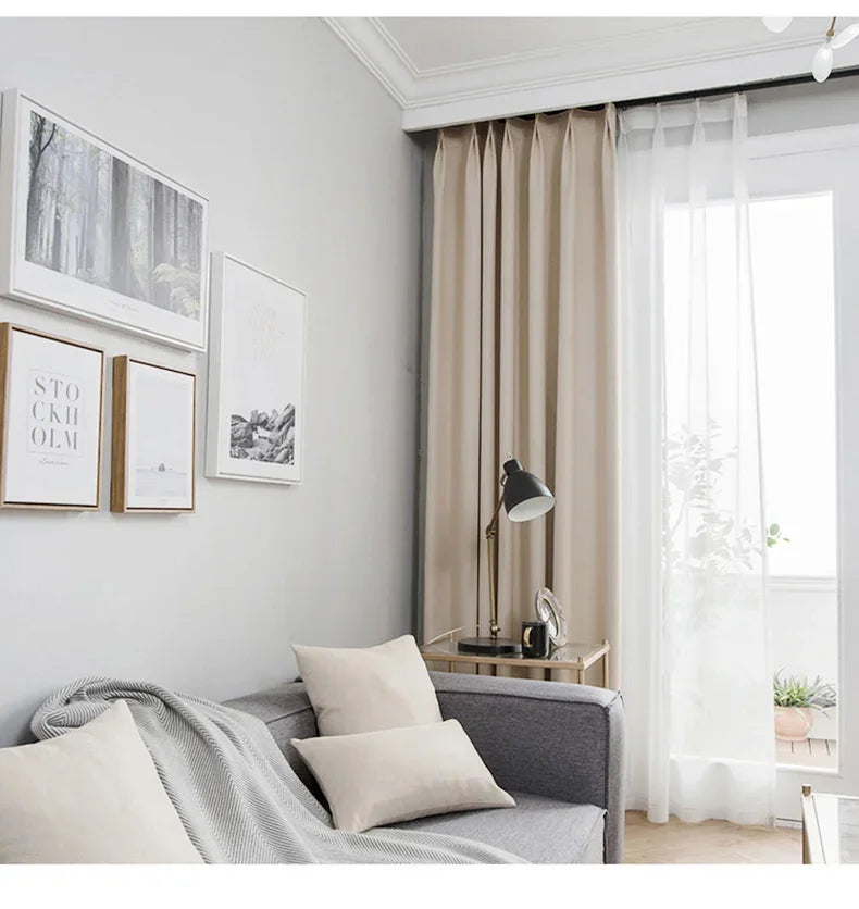 Modern Cotton-Linen Blackout Curtains, 310cm