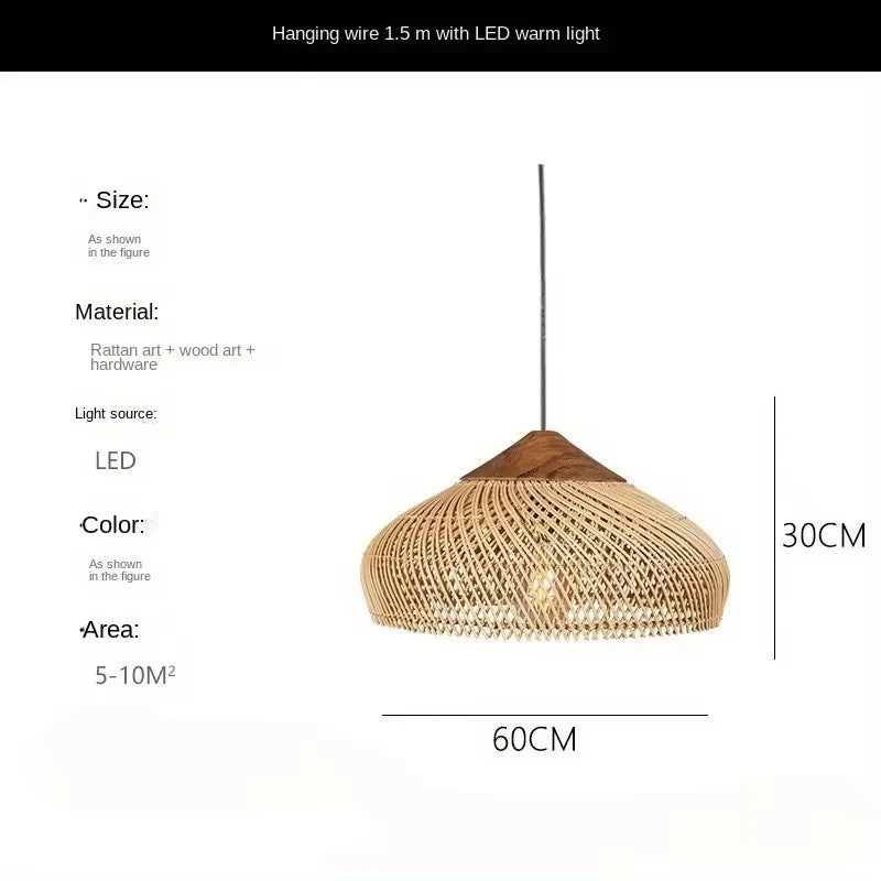 Wabi-Sabi Rattan Pendant Chandelier