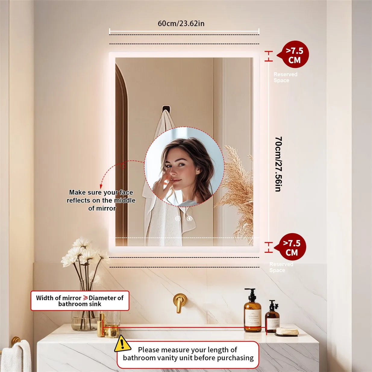 Anti-Fog LED Bathroom Mirror