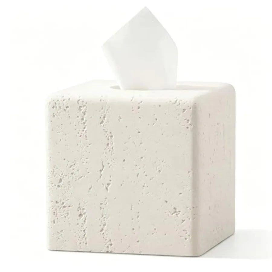 Square Travertine Tissue Box