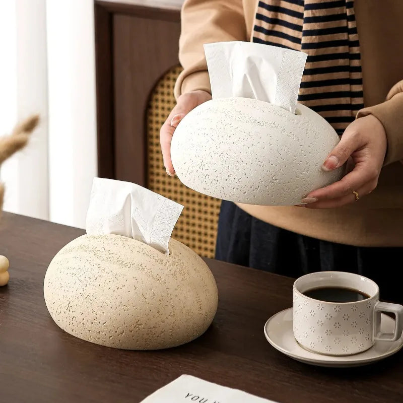 Stone-Look Travertine Tissue Box