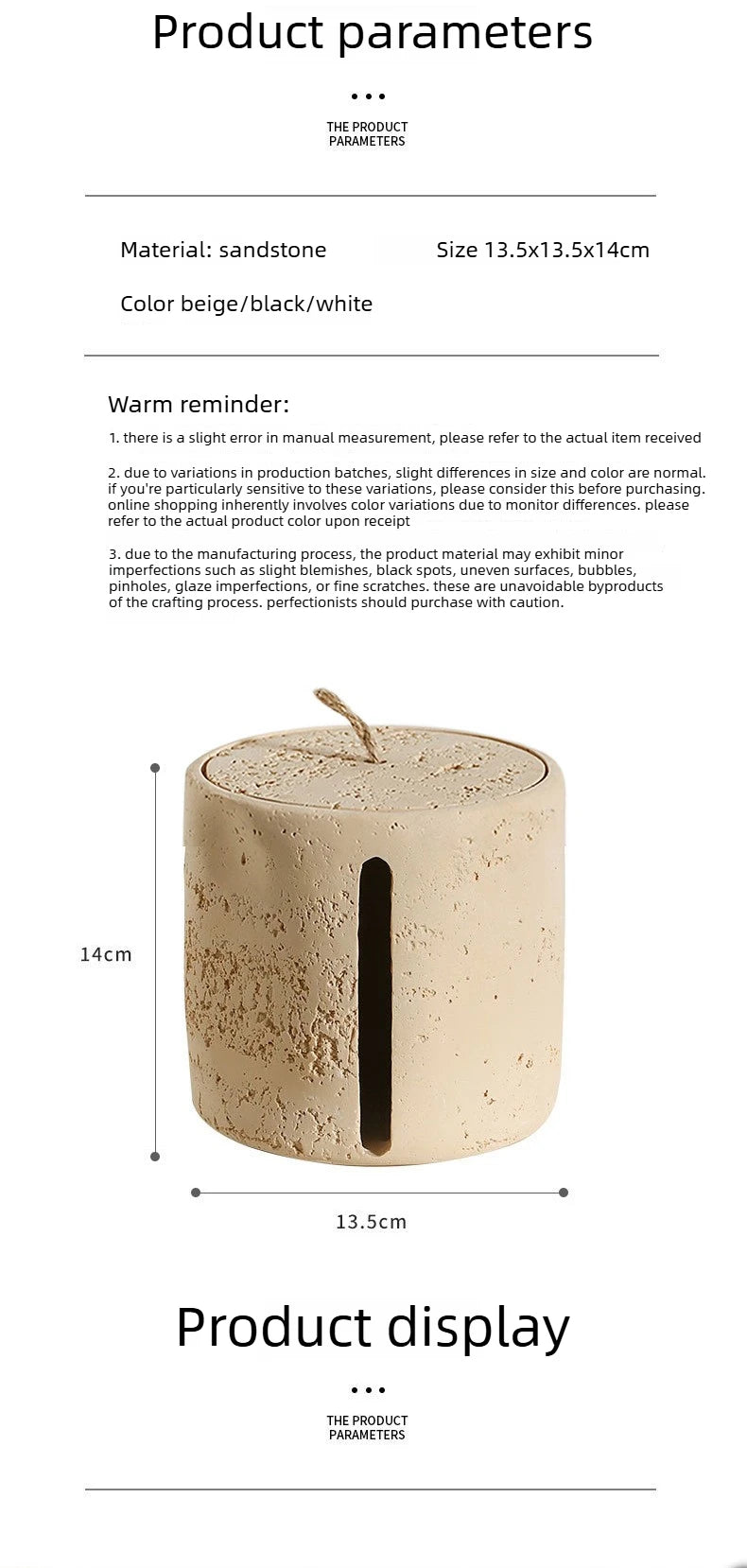 Wabi-Sabi Sandstone Tissue Box