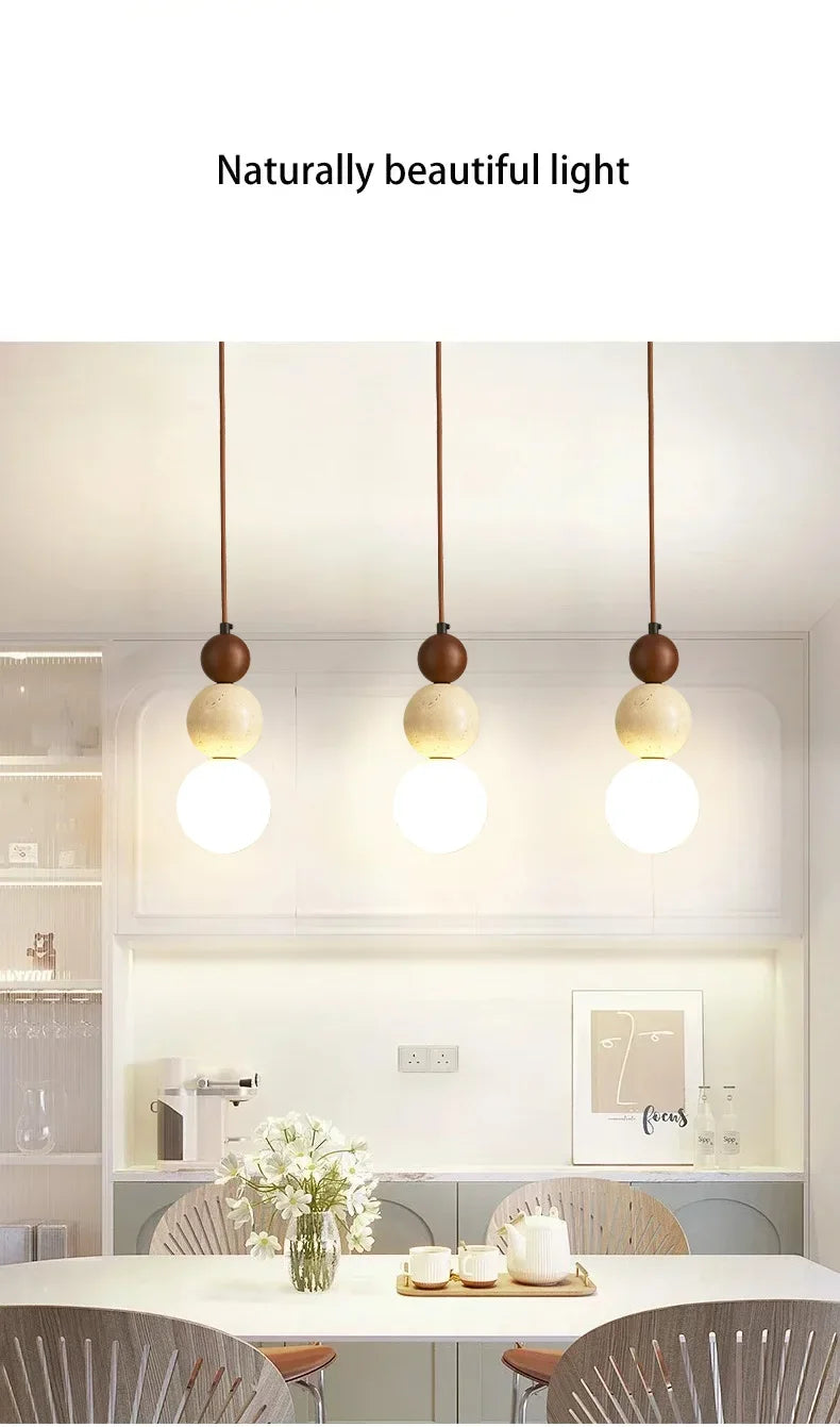 Cream-Style Stone Pendant Chandelier