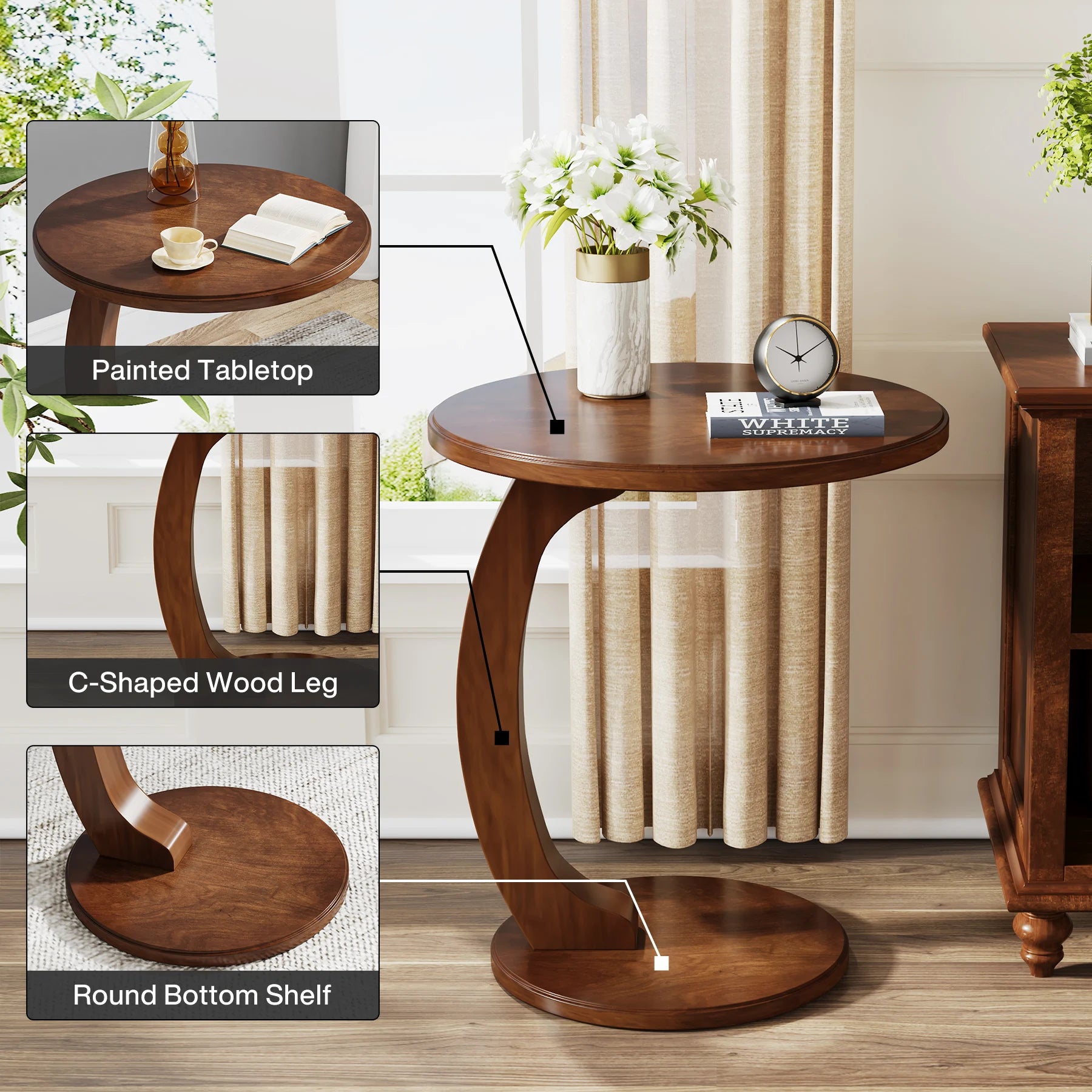 C-Shaped Sofa Side Table