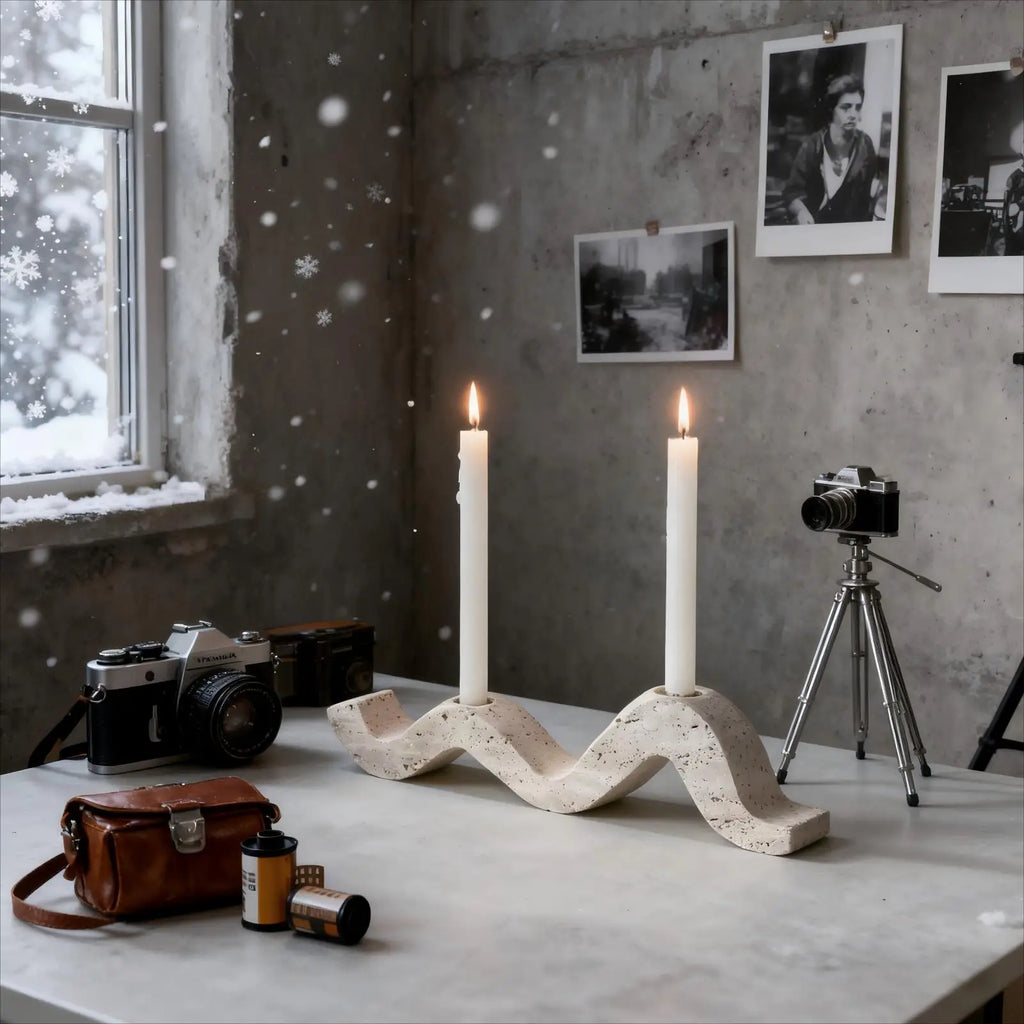 Wabi-Sabi Travertine Candle Holder