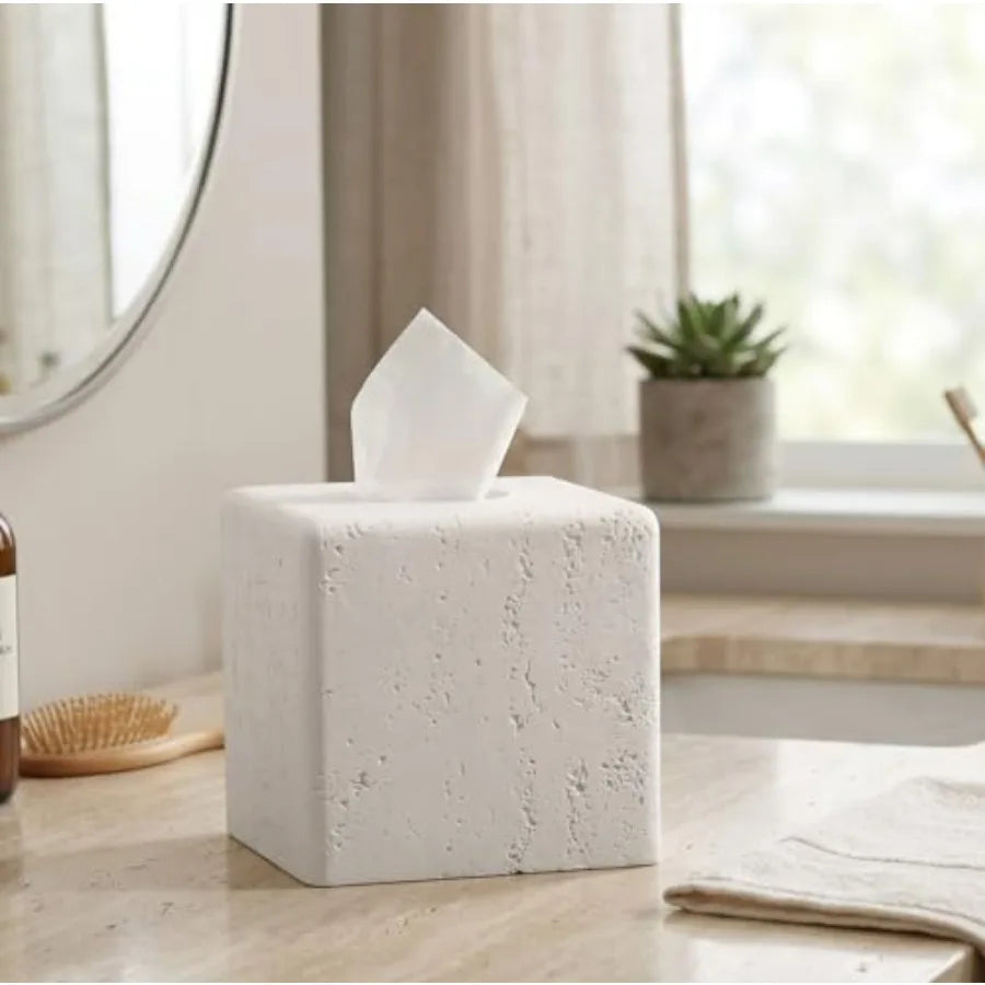 Square Travertine Tissue Box