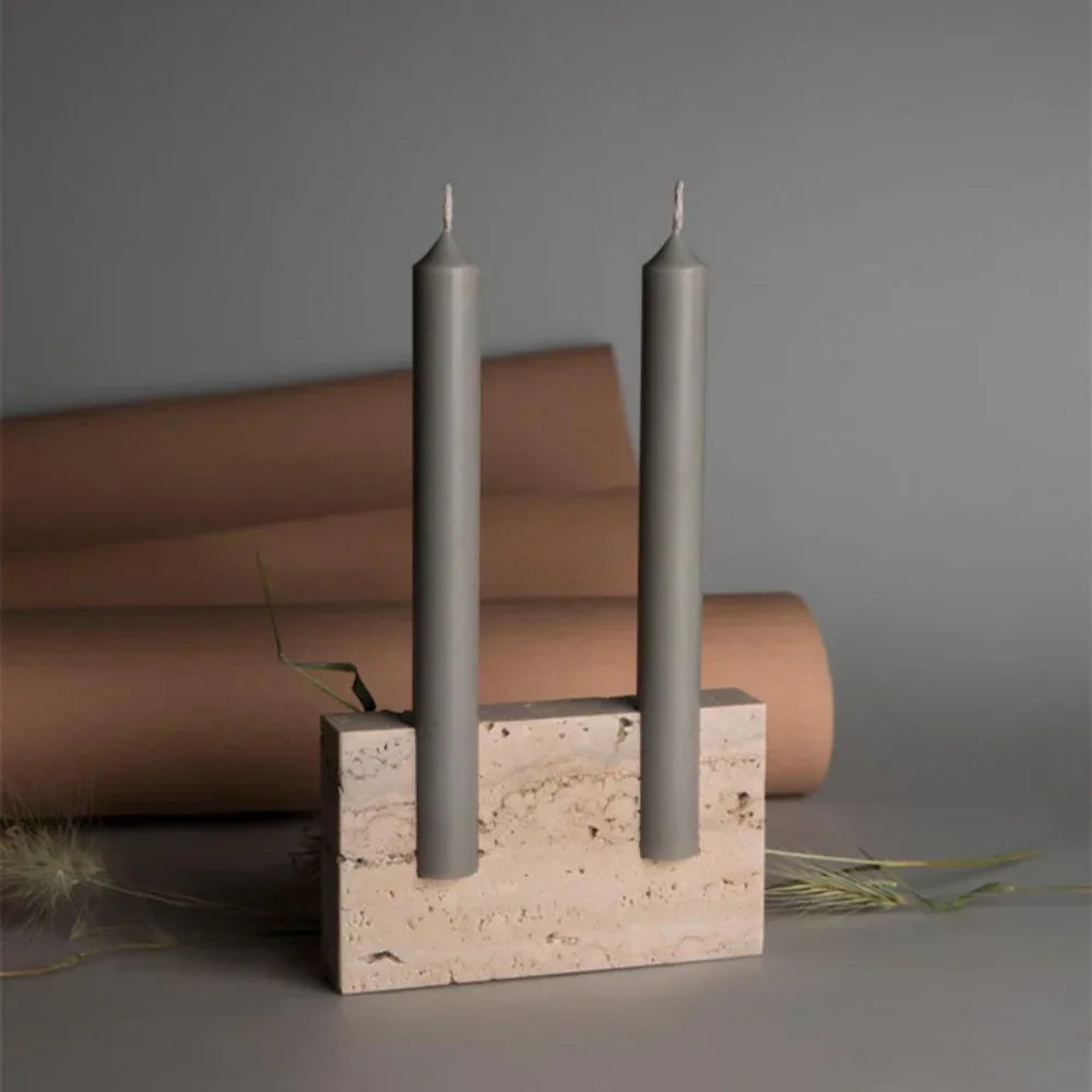 Nordic Travertine Candlestick