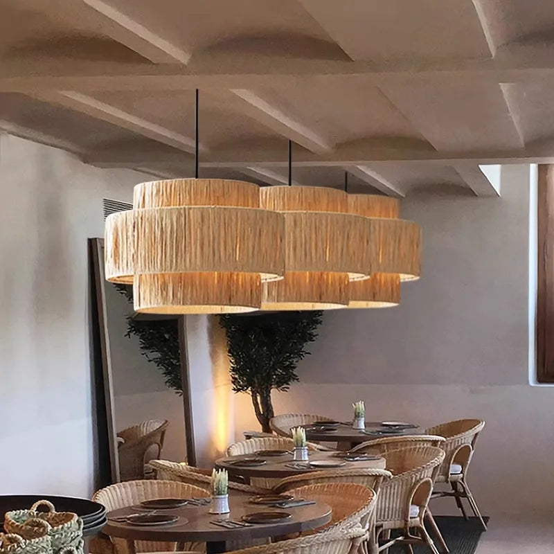 Wabi-Sabi Rattan Pendant Chandelier