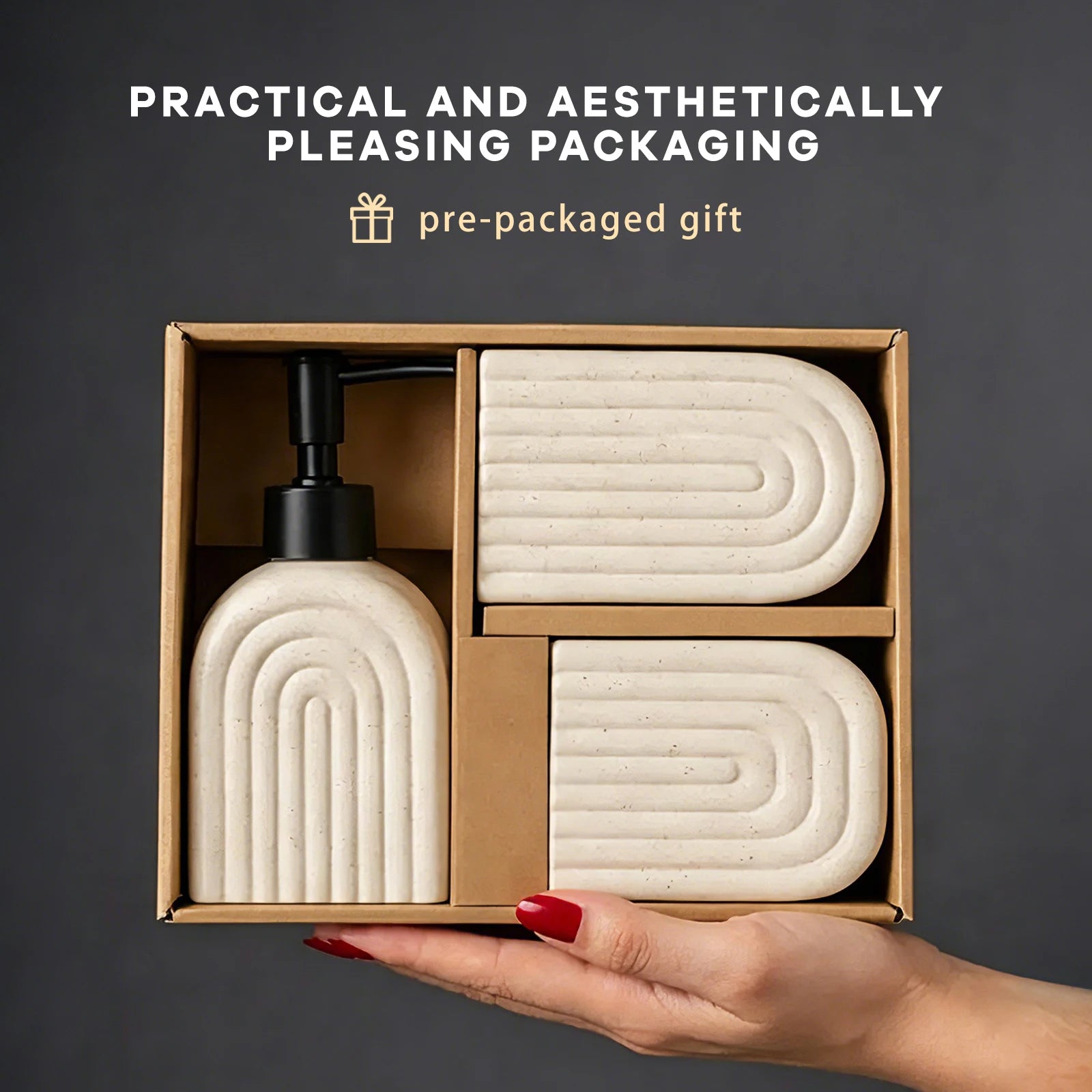 Embossed Ceramic Bath Set