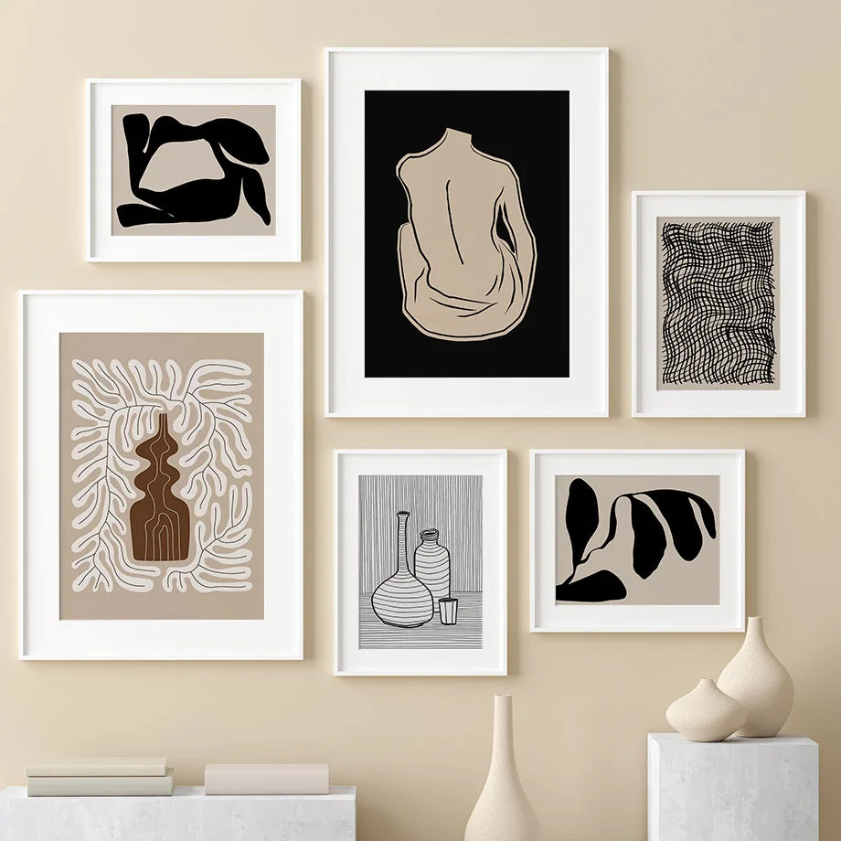Modern Rectangular Beige Canvas Wall Art