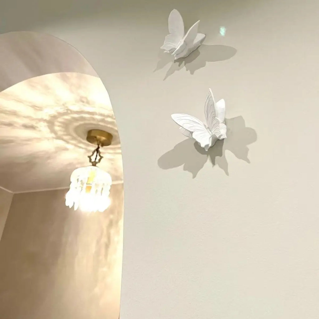 Set of 2 Boho White Butterfly Wall Art