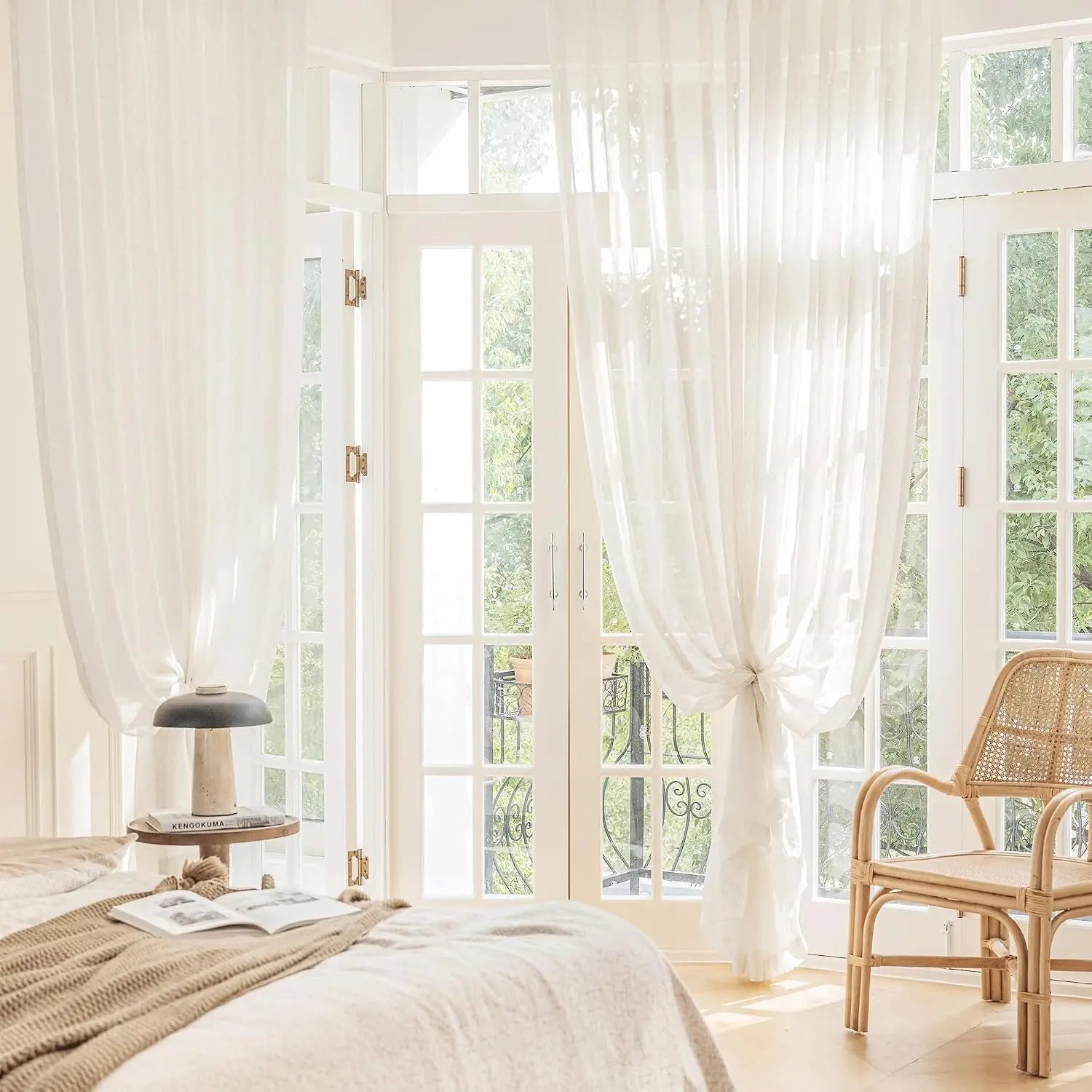 Modern Flax Sheer Curtains, 84"