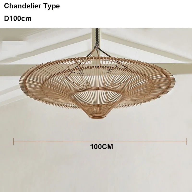 Wabi-Sabi Rattan Pendant Chandelier