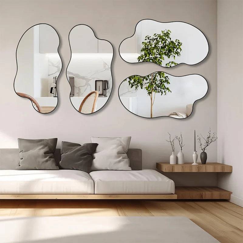 Art Deco Asymmetrical Sage Green Wall Mirror