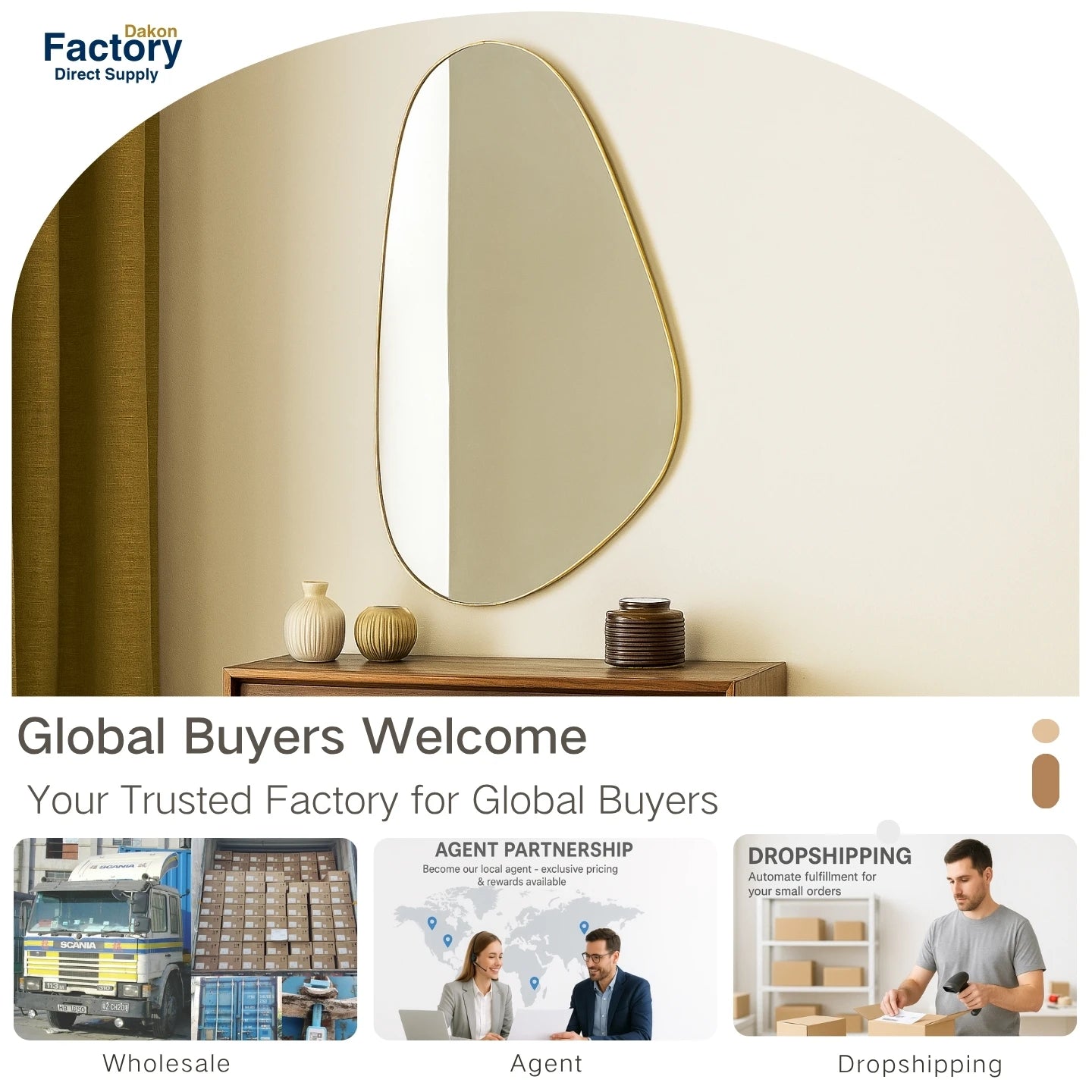 Art Deco Irregular Gold Wall Mirror