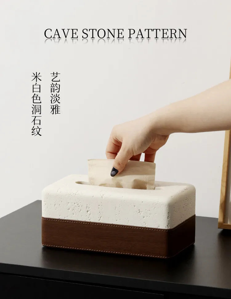 Thickened Travertine Tissue Box