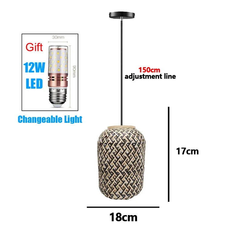 Retro Rattan Pendant Chandelier