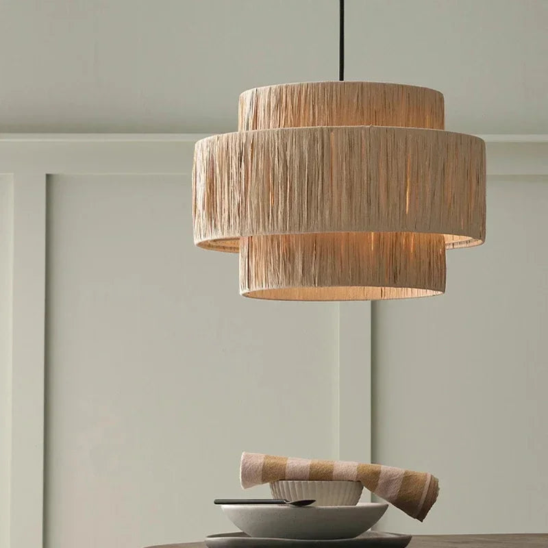 Wabi-Sabi Rattan Pendant Chandelier