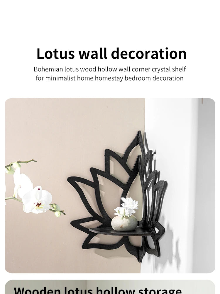 Lotus Wooden Corner Shelf