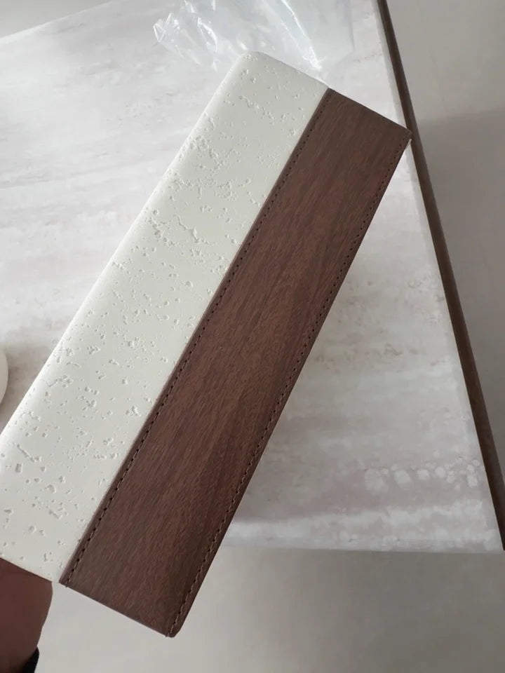 Travertine & Walnut Tissue Box