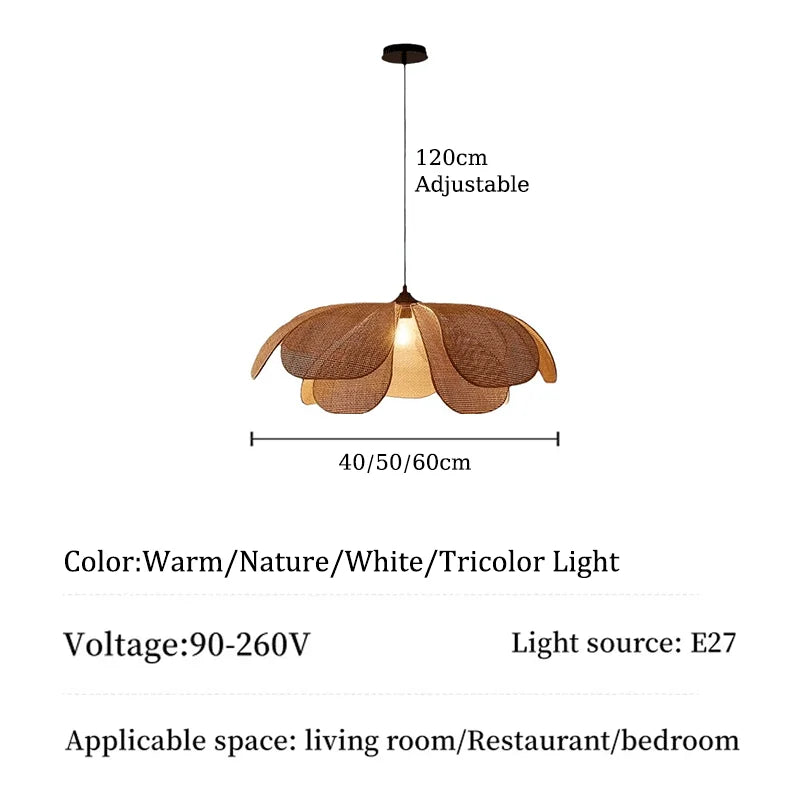 Japanese Rattan Pendant Chandelier