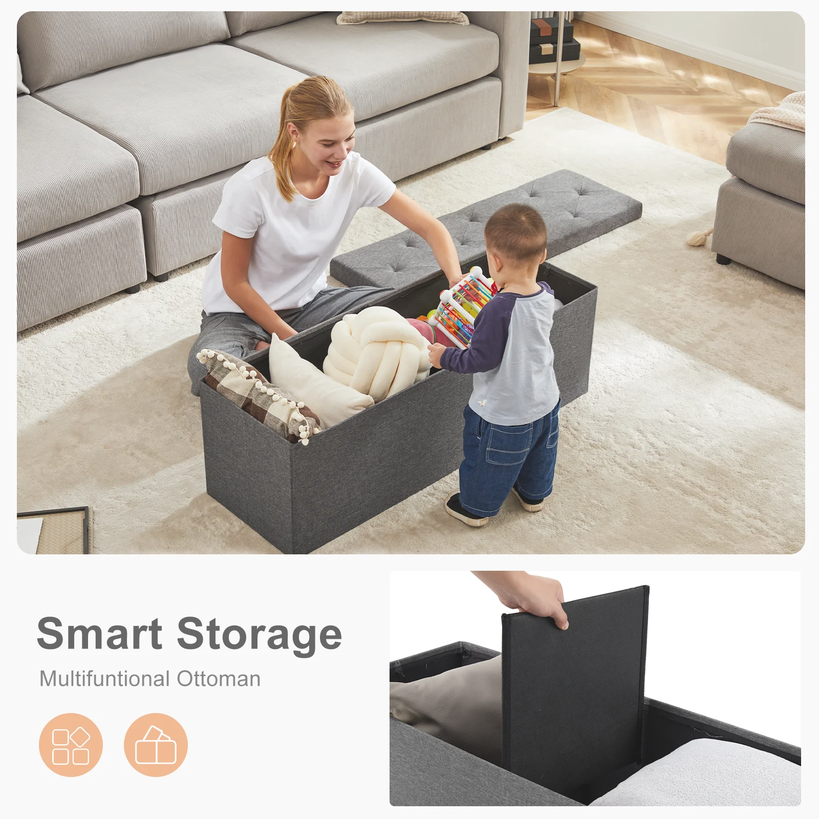 Storage Ottoman Footstool