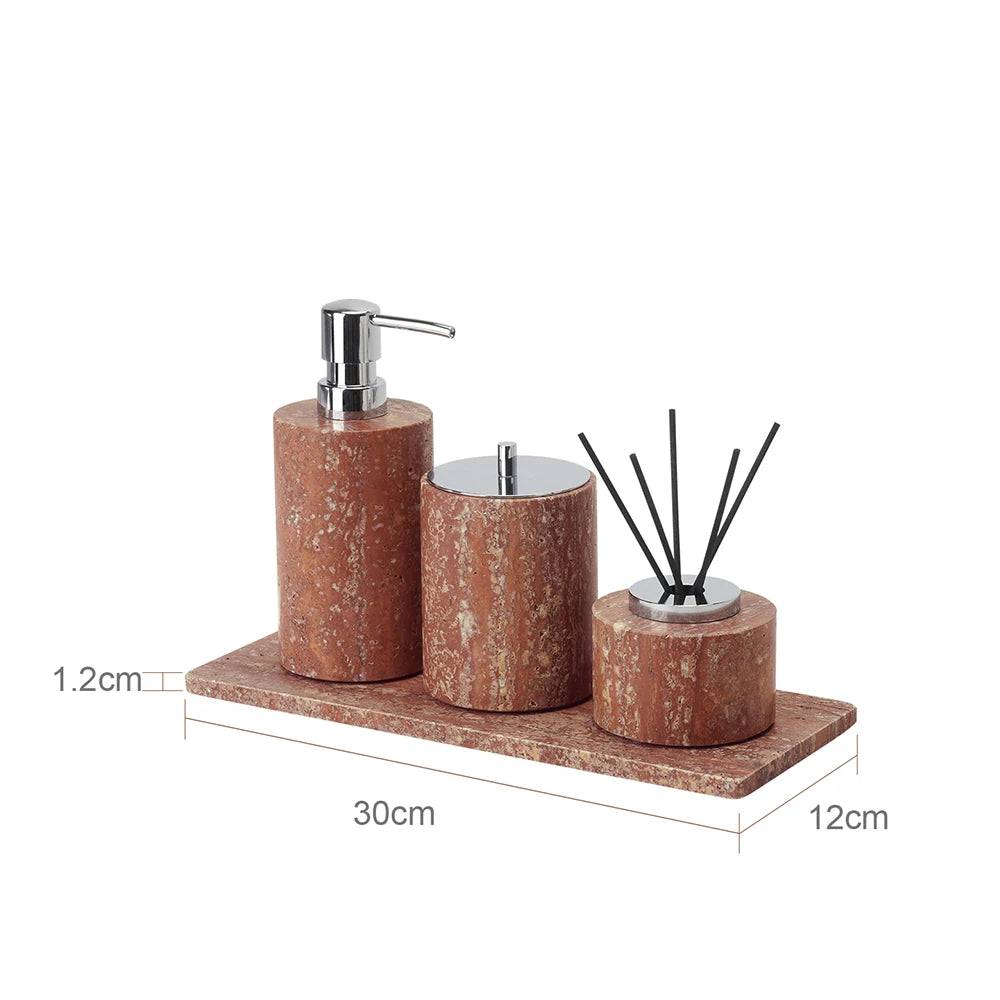 Red Travertine Bath Set