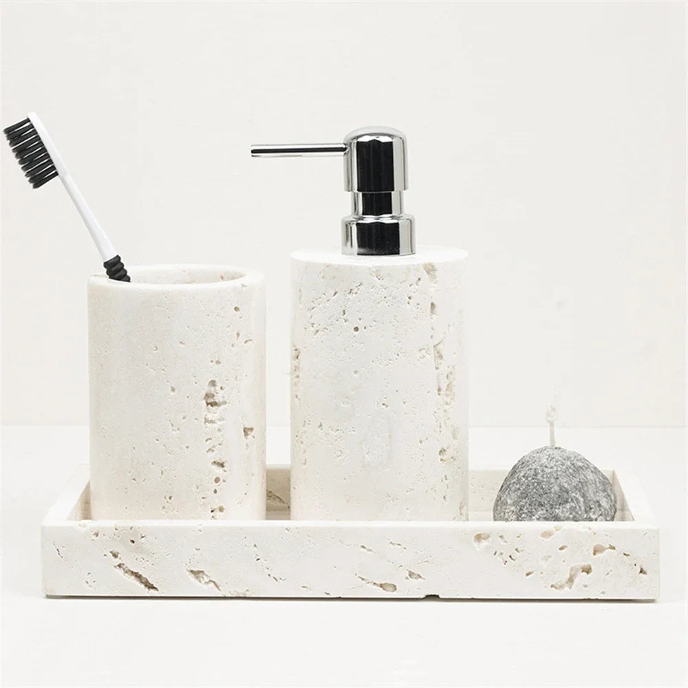 Beige Travertine Vanity Set