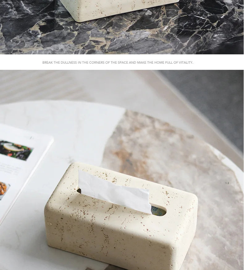 Wabi-Sabi Travertine Tissue Box