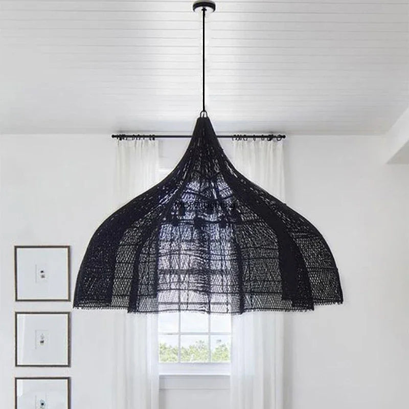 Wabi-Sabi Rattan Pendant Chandelier