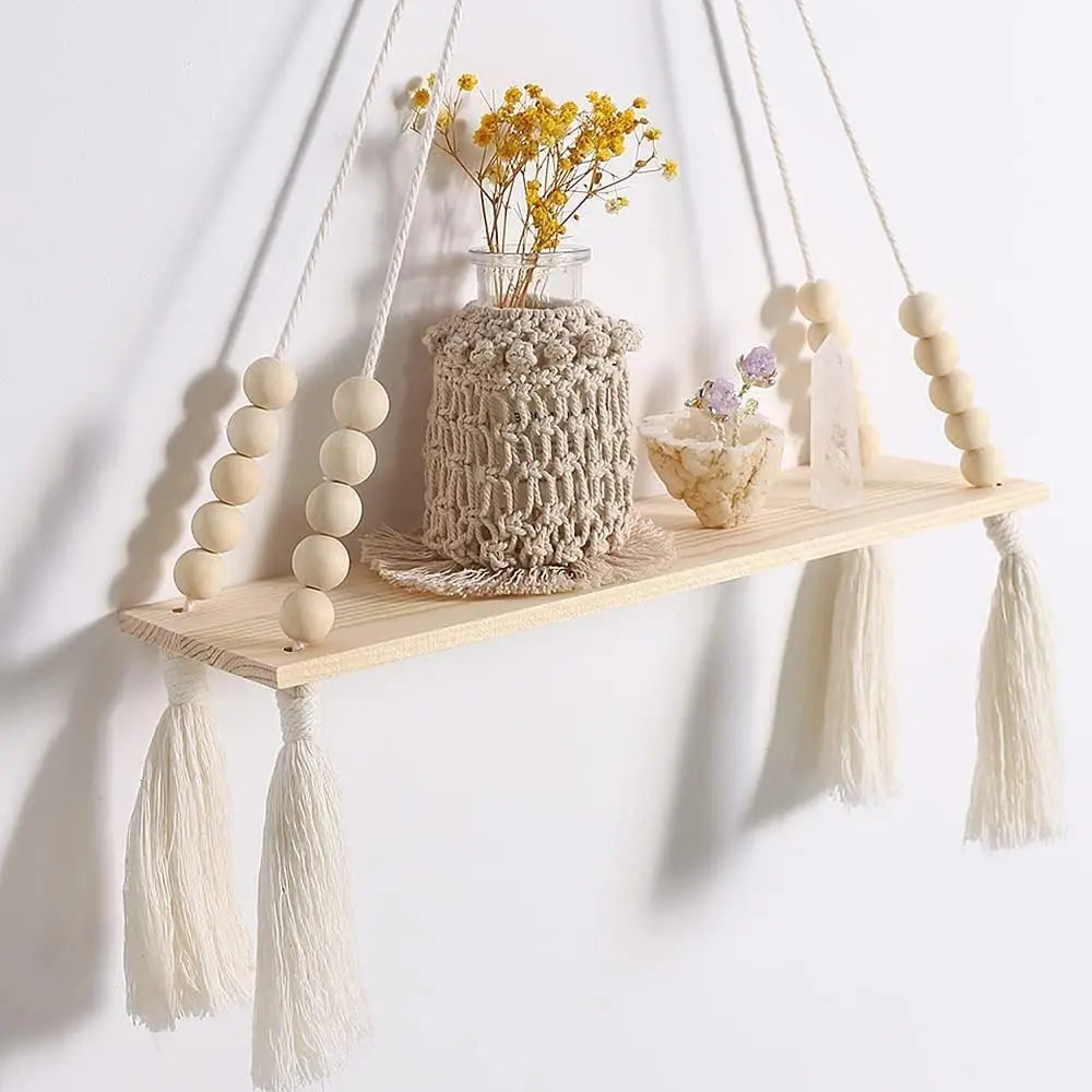 Macramé Hanging Wall Shelf